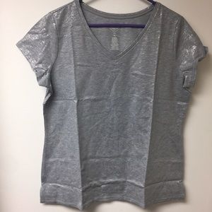 Silver sparkle vneck NWOT